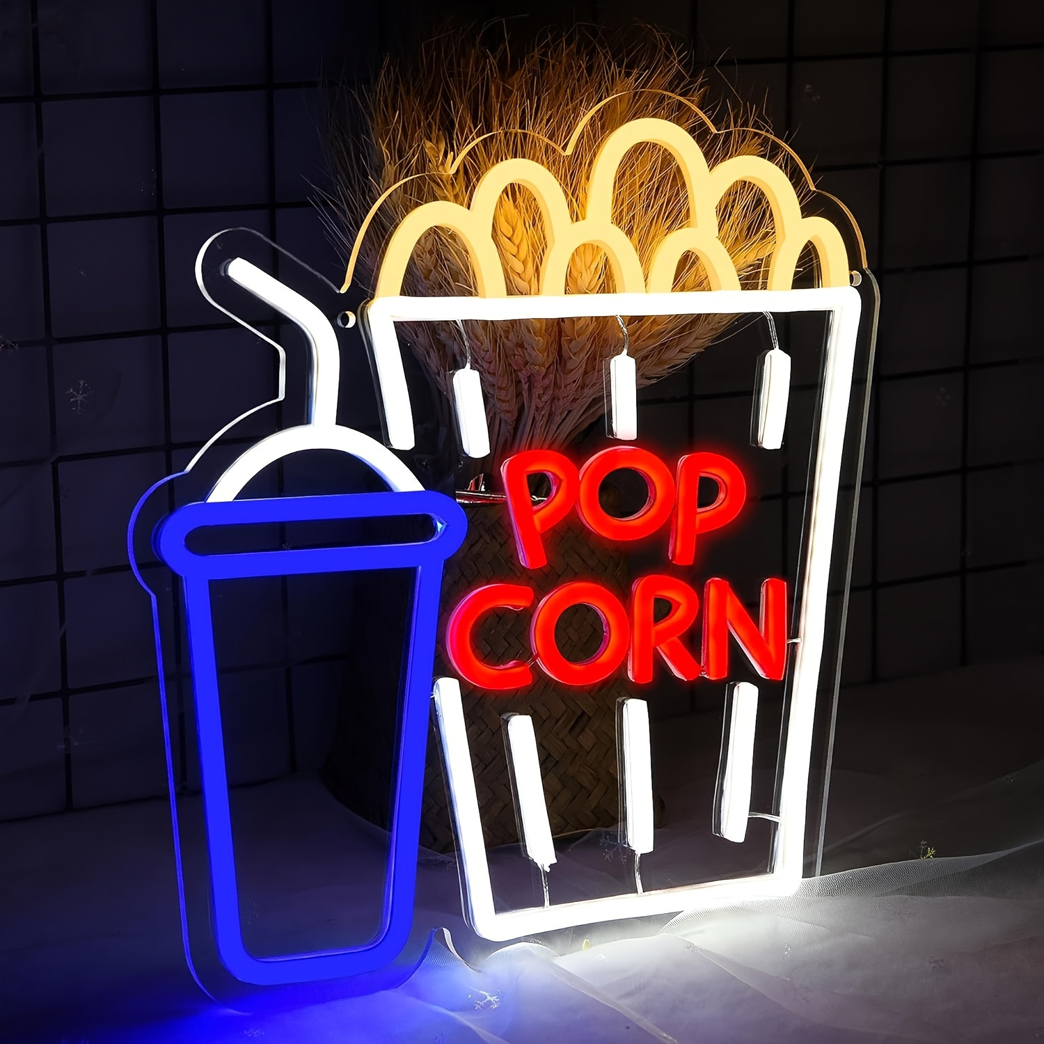 Home Cinema Wall Lights - Popcorn Drink Neon Sign LED Wall