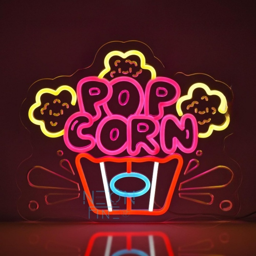 Popcorn Movie Cinema Neon Sign - Home Cinema Wall Lights บทวิจารณ์และราคา