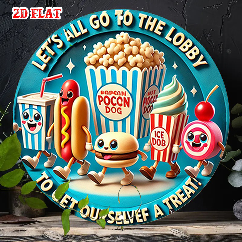 2D Flat Round Metal Sign Vinta - Home Cinema Food บทวิจารณ์และราคา