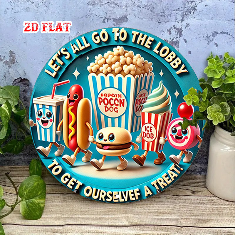 2D Flat Round Metal Sign Vinta - Home Cinema Food บทวิจารณ์และราคา