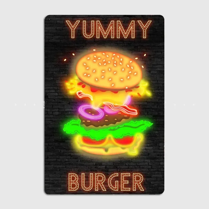 BURGER Food Neon Sign Metal Si - Home Cinema Food บทวิจารณ์และราคา