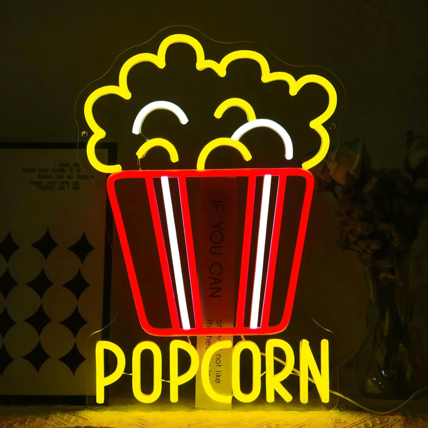 Popcorn Neon Sign Dimmable Foo - Home Cinema Food บทวิจารณ์และราคา