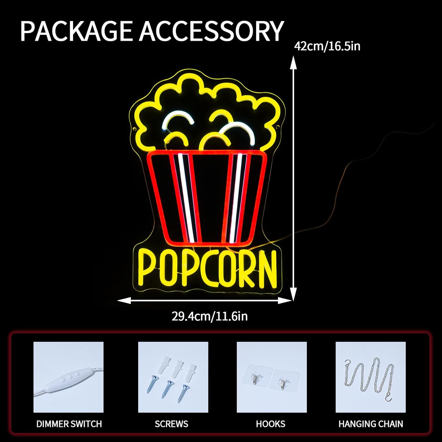 Popcorn Neon Sign Dimmable Foo - Home Cinema Food บทวิจารณ์และราคา