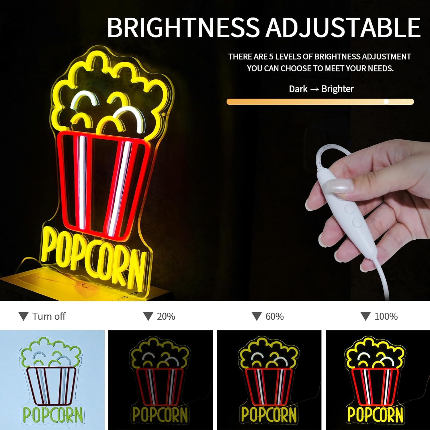 Popcorn Neon Sign Dimmable Foo - Home Cinema Food บทวิจารณ์และราคา