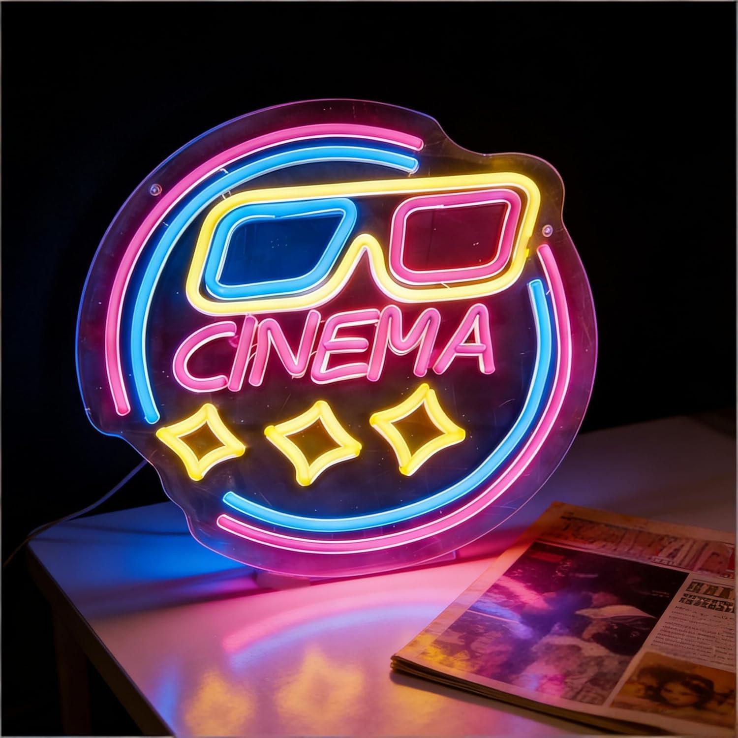 Cinema Neon Sign USB Dimmable  - Home Cinema Wall Lights บทวิจารณ์และราคา