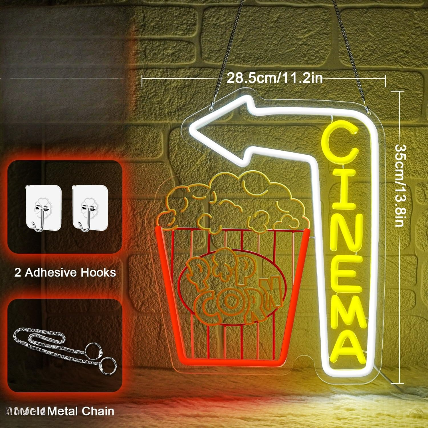 Cinema Arrow Neon Sign Popcorn - Home Cinema Wall Lights บทวิจารณ์และราคา
