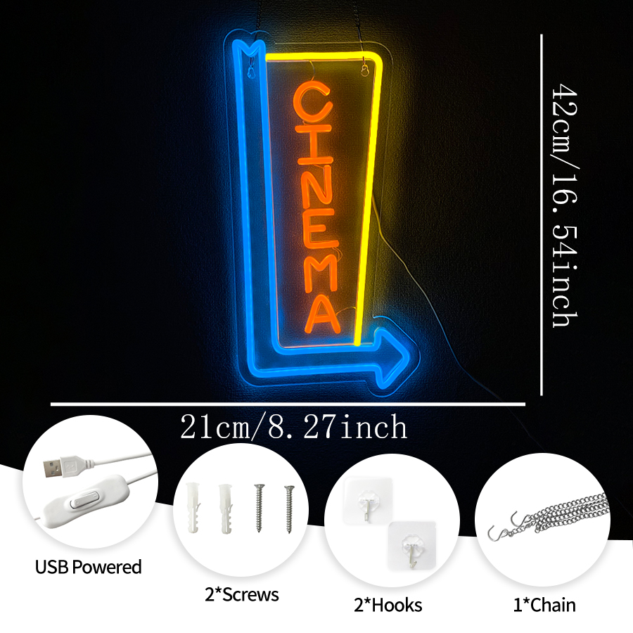 Cinema Neon Sign For Wall Deco - Home Cinema Wall Lights บทวิจารณ์และราคา