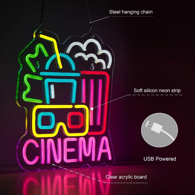 Cinema Neon Sign,Movie Time Ni - Home Cinema Wall Lights บทวิจารณ์และราคา