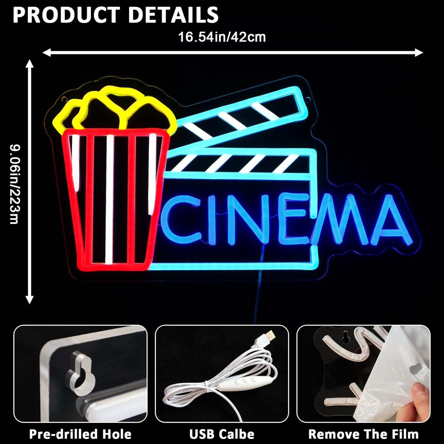Cinema Neon Sign Art Wall Ligh - Home Cinema Wall Lights บทวิจารณ์และราคา