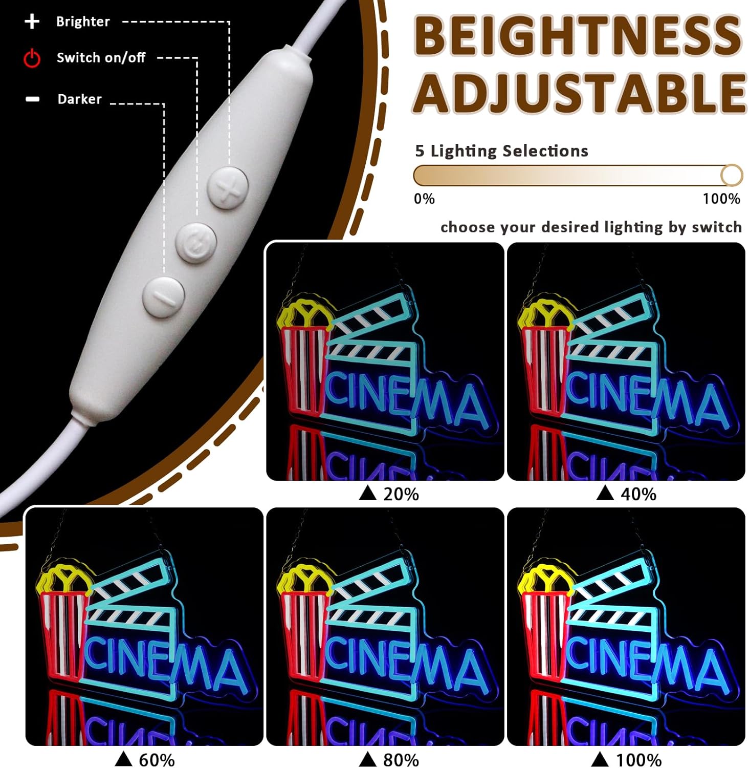 Cinema Neon Sign Art Wall Ligh - Home Cinema Wall Lights บทวิจารณ์และราคา