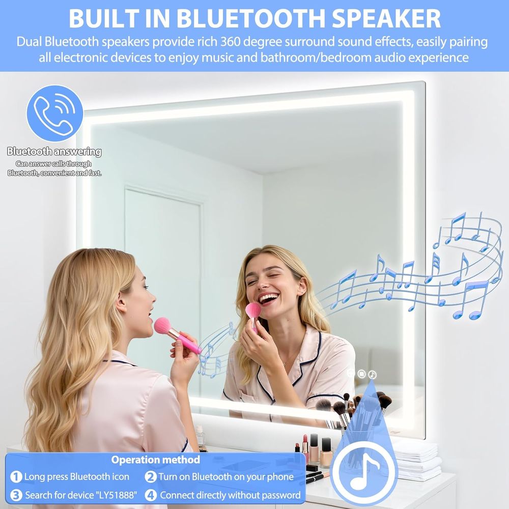 Wall-Mounted LED Vanity Mirror - Wall Mount Speaker บทวิจารณ์และราคา