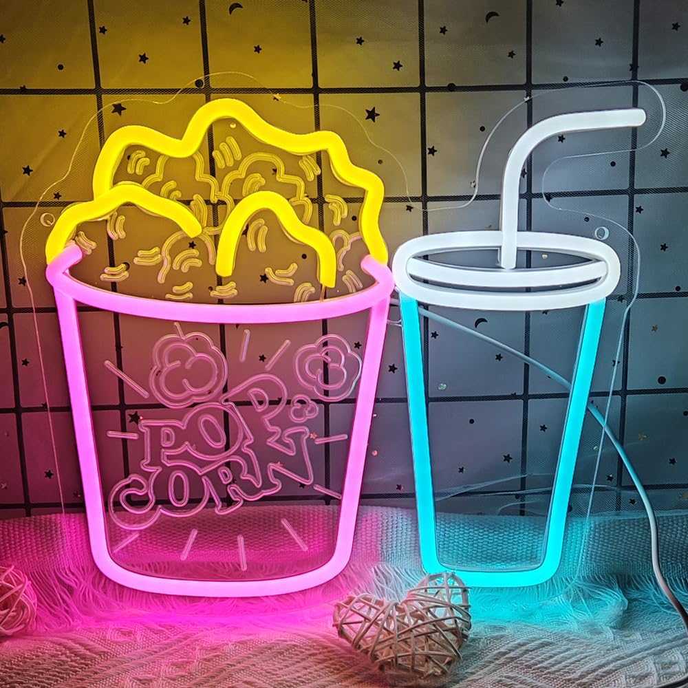 Popcorn Neon Sign LED Neon Lig - Home Cinema Wall Lights บทวิจารณ์และราคา
