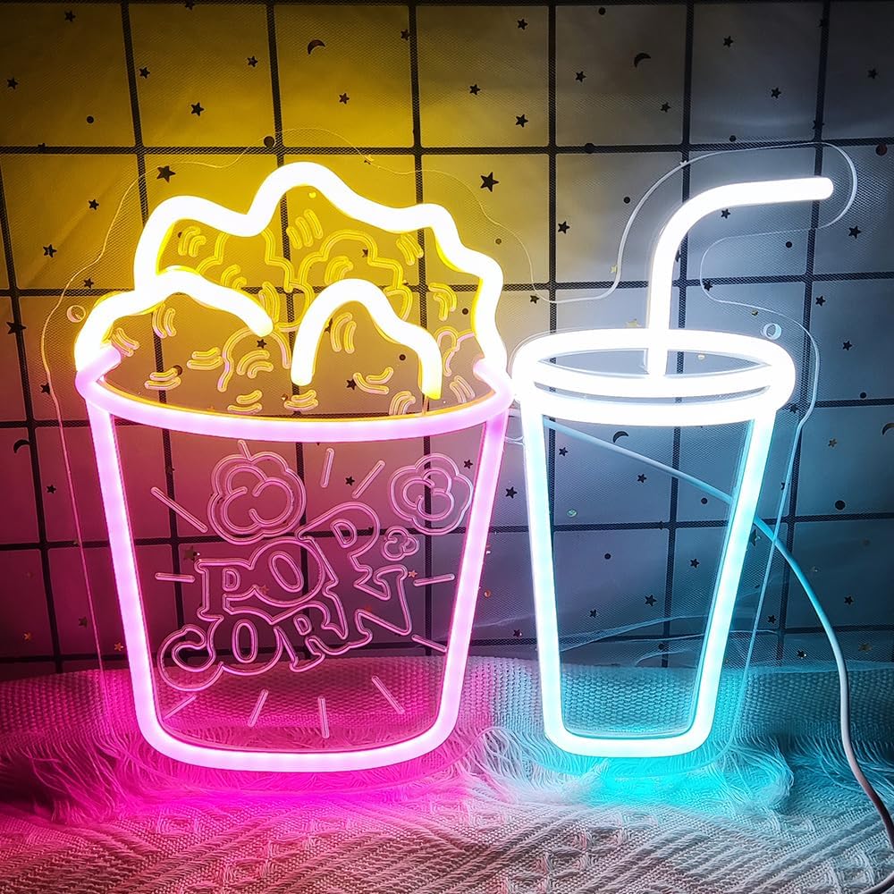 Popcorn Neon Sign LED Neon Lig - Home Cinema Wall Lights บทวิจารณ์และราคา