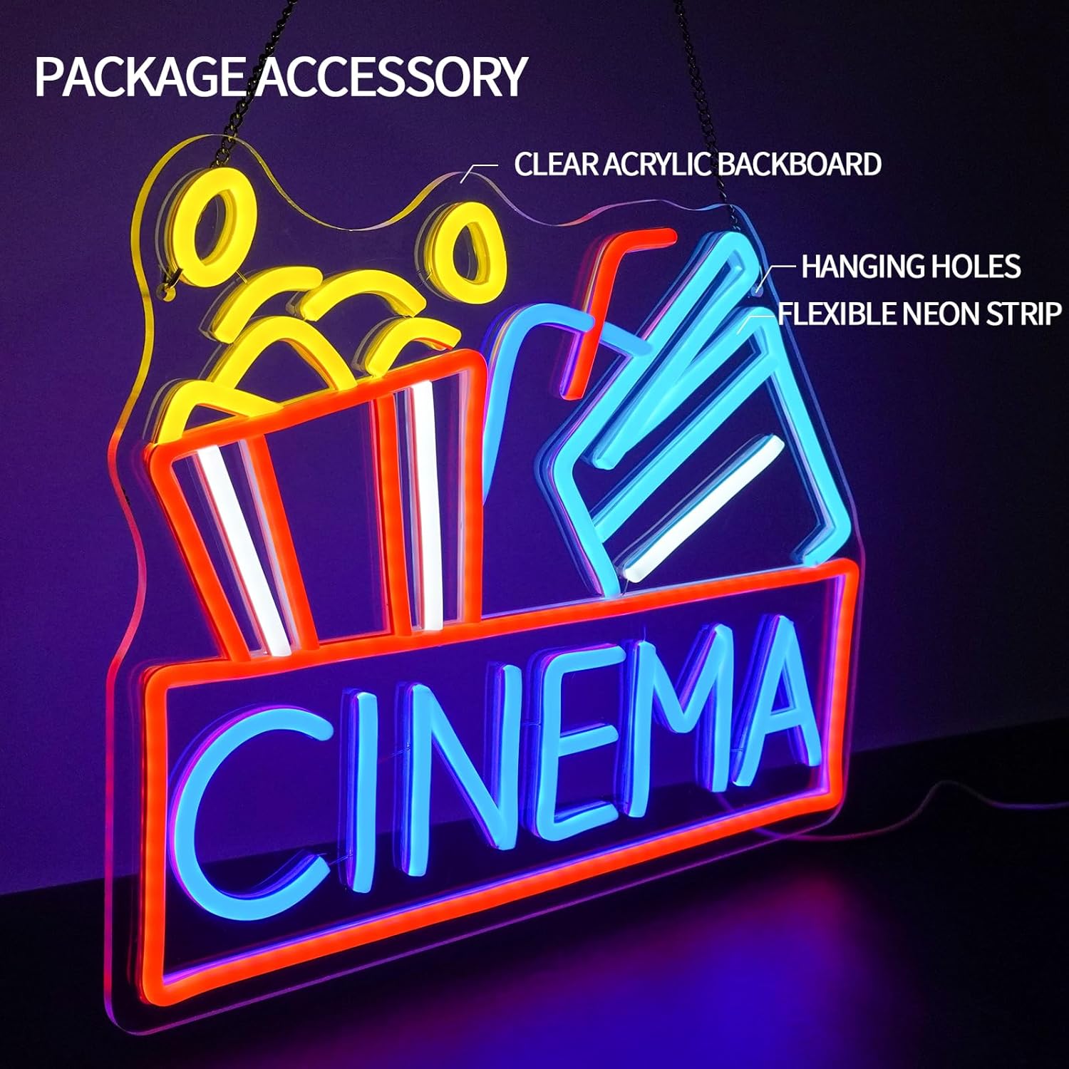 Popcorn Neon Sign Dimmable Foo - Home Cinema Food บทวิจารณ์และราคา