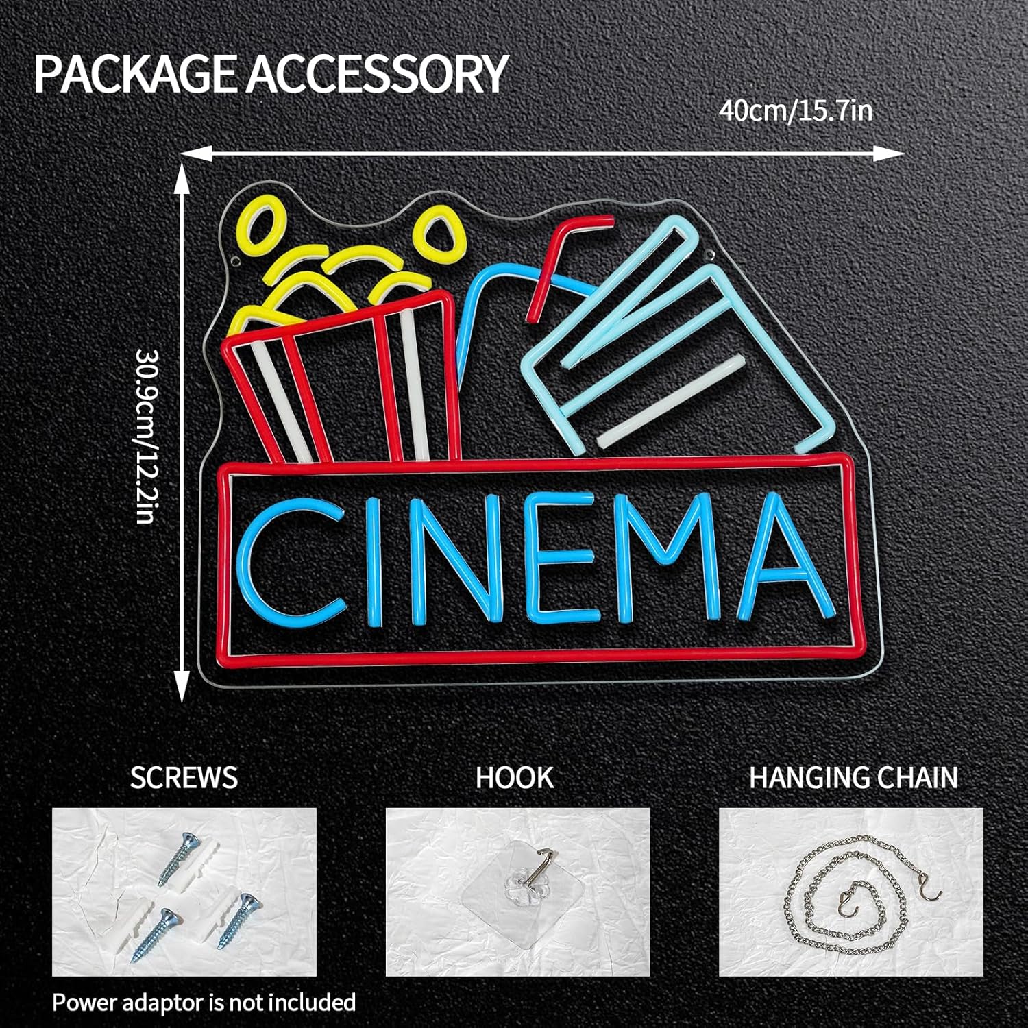Popcorn Neon Sign Dimmable Foo - Home Cinema Food บทวิจารณ์และราคา