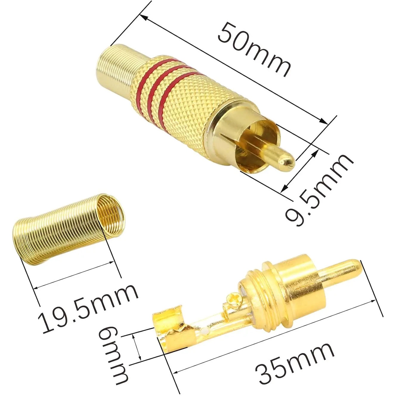 4PCS RCA Plug Gold Plated Sold - Home Cinema Audio System บทวิจารณ์และราคา
