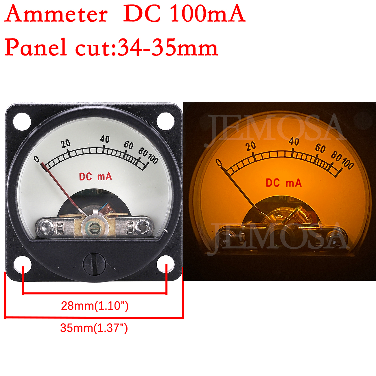 1PC 34mm Ammeter DC 100MA 200M - Home Cinema Hifi บทวิจารณ์และราคา